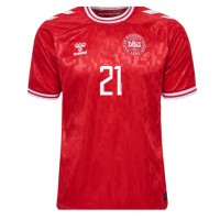Denmark Morten Hjulmand #21 Replica Home Shirt Euro 2024 Short Sleeve